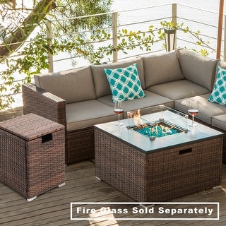 Cosiest Outdoor Propane Fire Pit Espresso Wicker Fire Table - On Sale 