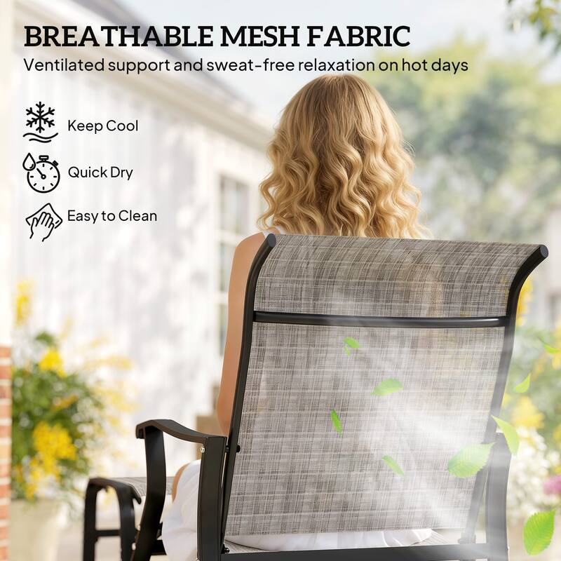 Outsunny Outdoor Glider Chair with Ottoman, 2-Piece Patio Glider Set with High Back and Wide Seat, Gliding Outdoor Lounge Se