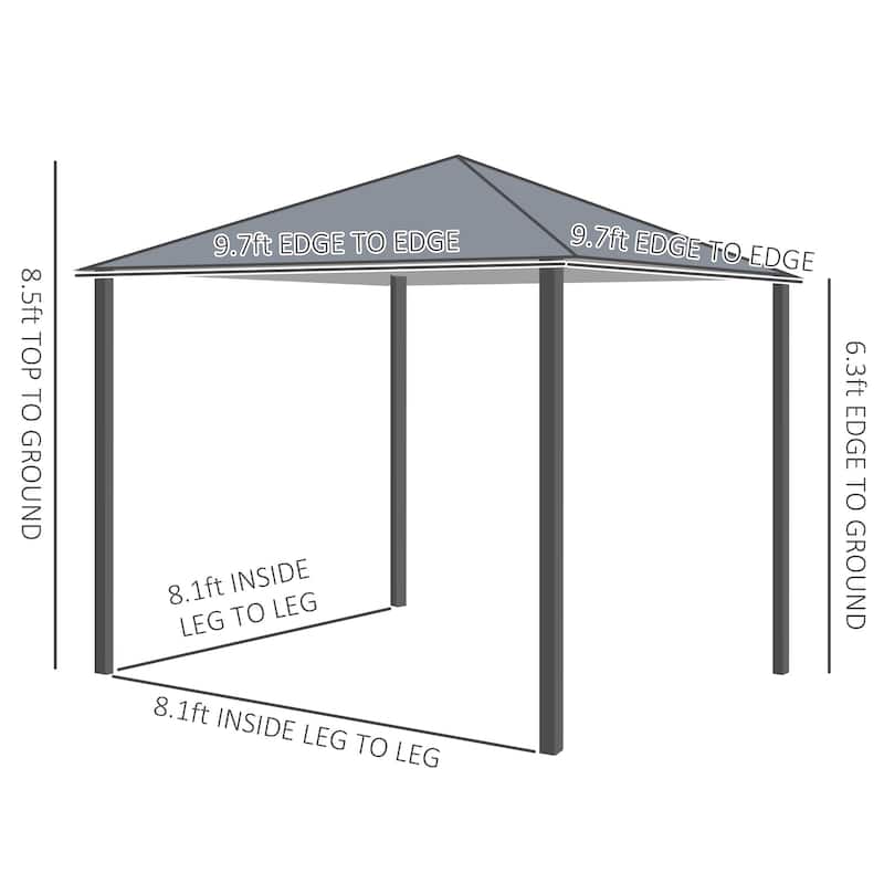Outsunny 10' x 10' Soft Top Outdoor Pergola Canopy Gazebo with Beautiful Wood-Grain Finish & Zippered Sling Sidewalls