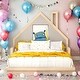 preview thumbnail 10 of 16, Full Size Wood Floor Bed With House-shaped Headboard