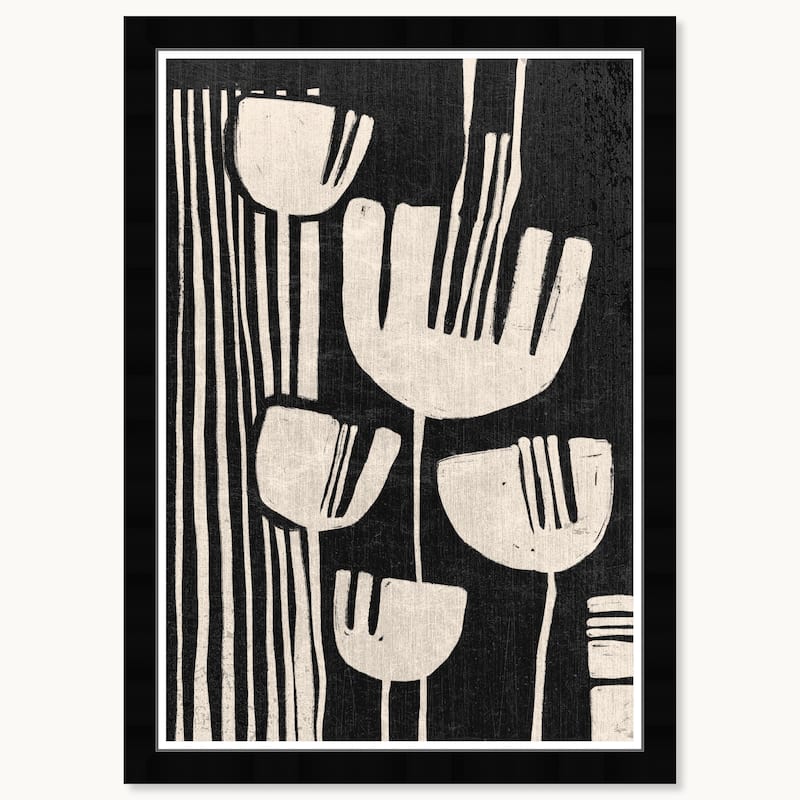 Wynwood Studio Noir Lillies Framed Boho Minimalist Abstract Prints - 15 x 21 - Black