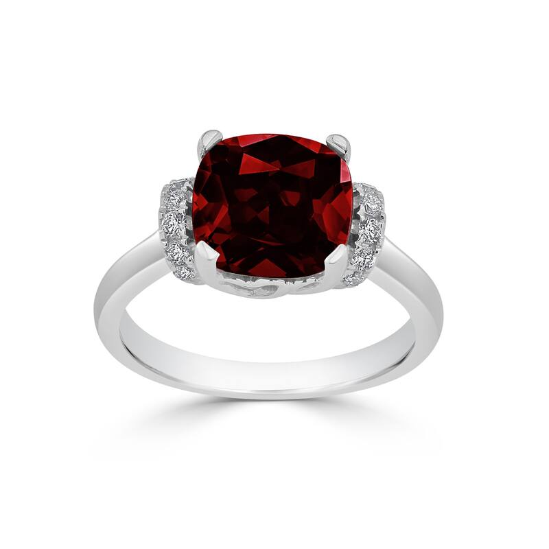 Auriya Unique 3 3/8ct Cushion-cut Garnet and Diamond Engagement Ring 1/5cttw 14k Gold
