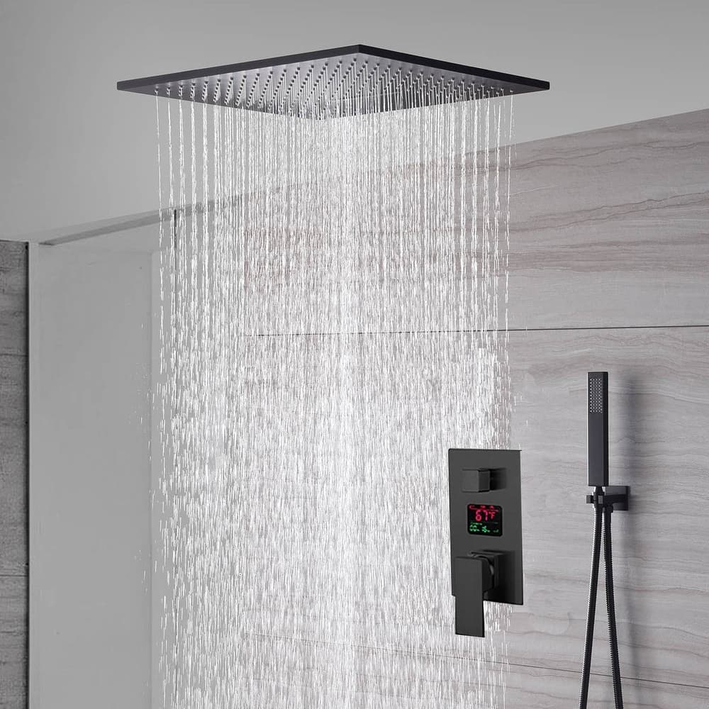 20inch ceiling mount rainfall waterfall shower systems 3 way Digital display pressure balance shower faucet - 7'6" x 10'9"