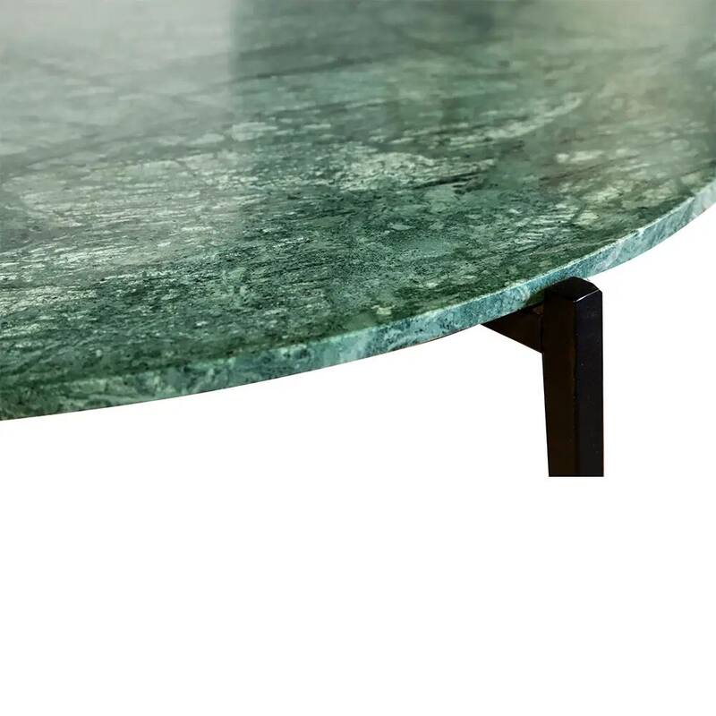 Green Marble Nesting Coffee Table with Golden Metal Frame - Space-Saving Modern Design - Perfect for Living Room, Lounge