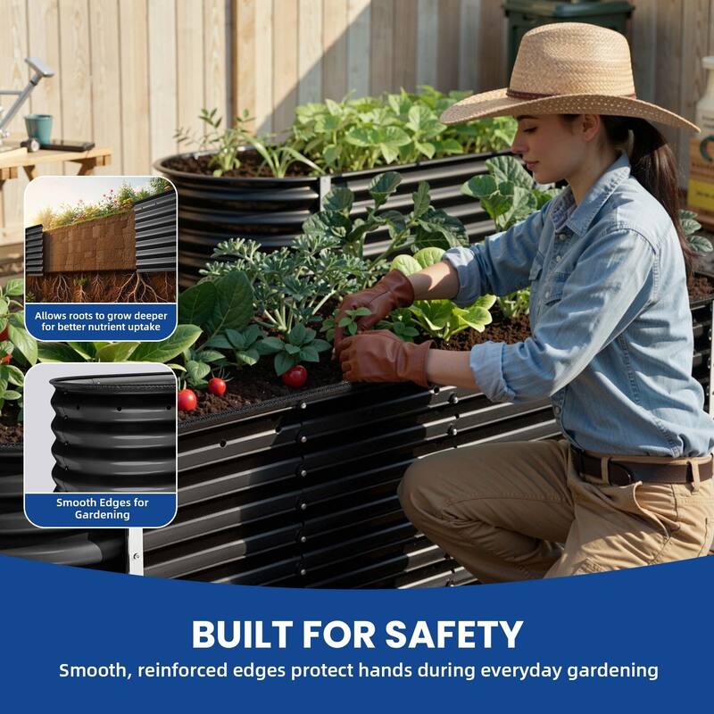 Moasis Oval Metal Outdoor Raised Garden Bed