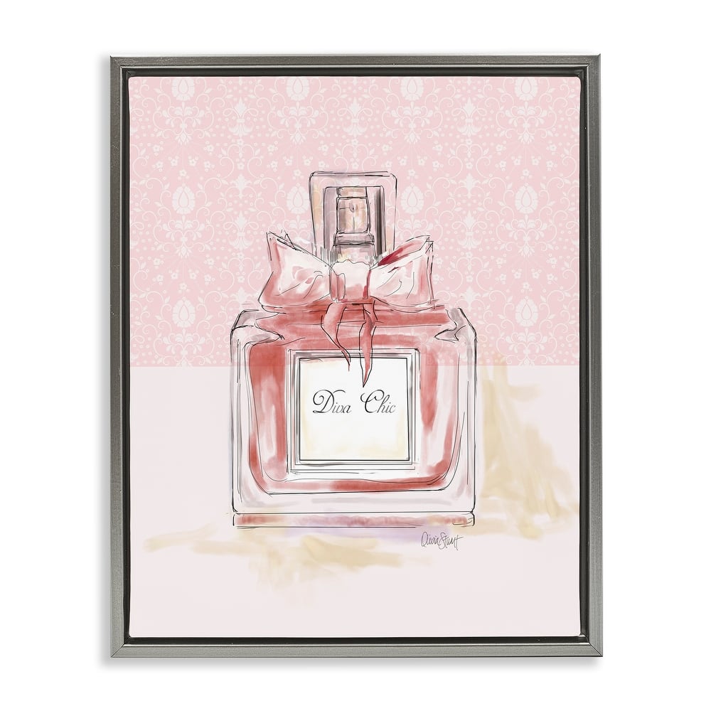 Stupell Diva Chic Pink Perfume Framed Floater Canvas Wall Art Design By Carol Robinson