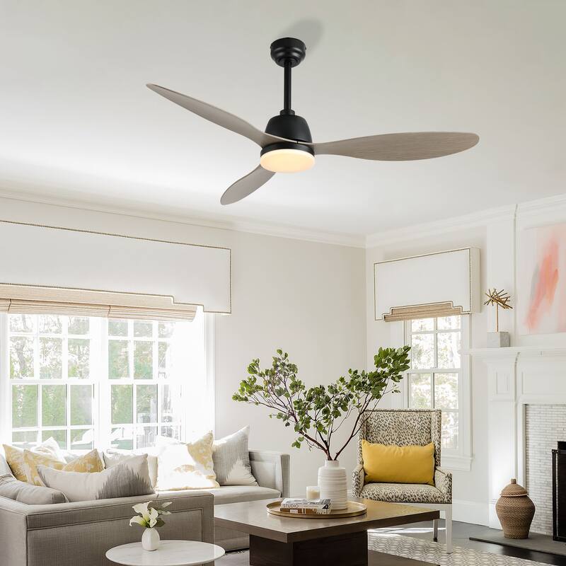 Aldrin 52" 1-Light Industrial Iron/Plastic Mobile-App/Remote-Controlled 6-Speed Propeller LED Ceiling Fan, by JONATHAN Y