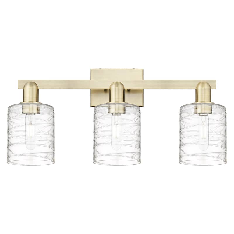 Innovations Lighting 716-3W-11-24 Cobbleskill Vanity Cobbleskill 3 - Antique Brass / Deco Swirl