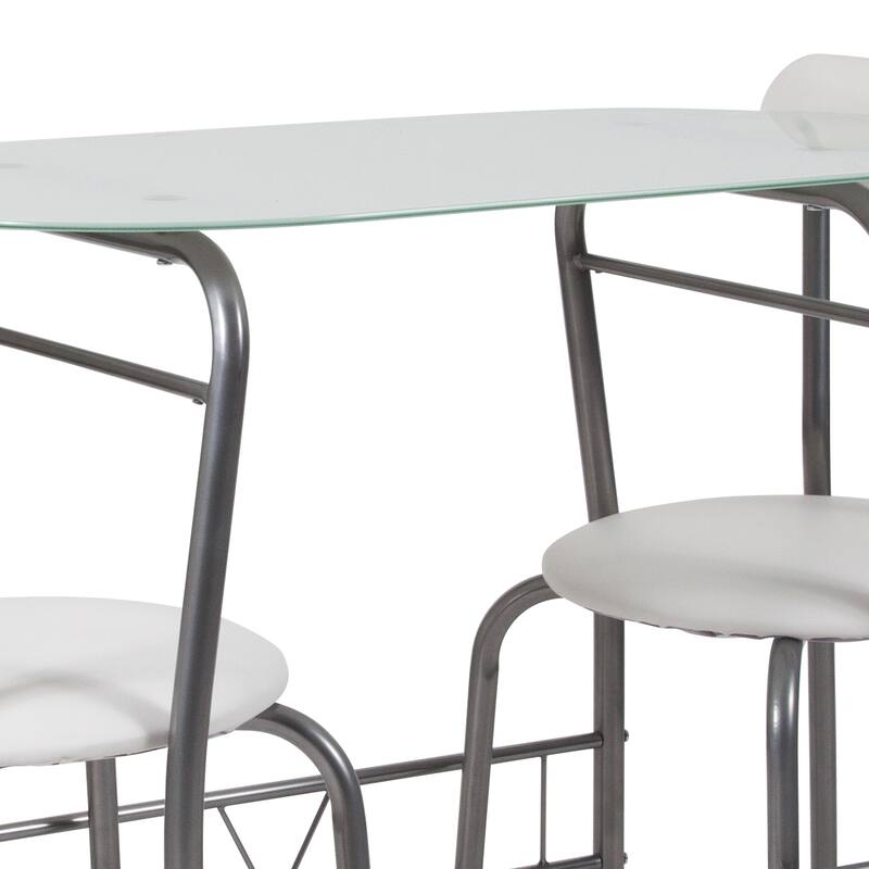 Sutton 3-piece Space-saver Bistro Set with Glass Top Table