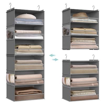 6-Tier Hanging Closet Organizer with Pockets & Bamboo Inserts