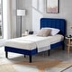preview thumbnail 23 of 25, Twin Upholstered Platform Bed Frame with Headboard and 12 Wooden Slats, Adjustable Height, Blue