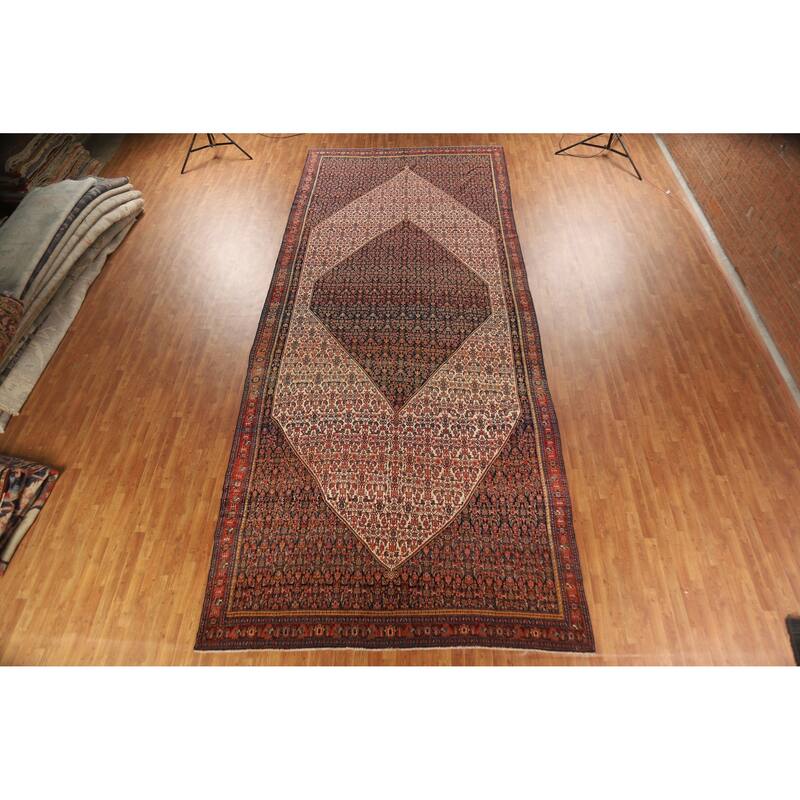 Pre-1900 Antique Vegetable Dye Senneh Persian Wool Carpet - 8'4" x 19'11"