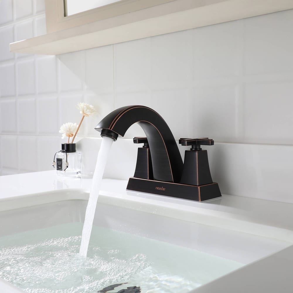 2-Handle Bathroom Sink Faucet Cross handle with Pop-up Drain