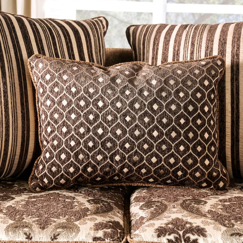 Pora Traditional Brown Chenille Upholstered Rolled Arms Sofa by Furniture of America