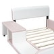 preview thumbnail 8 of 20, Full Size Upholstered Platform Bed, Faux Leather Bed with Storage Nightstand & Guardrail, Platform Bed Frame with Footboard