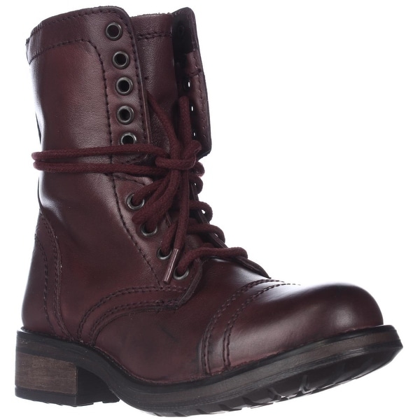 Steve Madden Tropa2 Combat Boots, Wine - 5.5 us