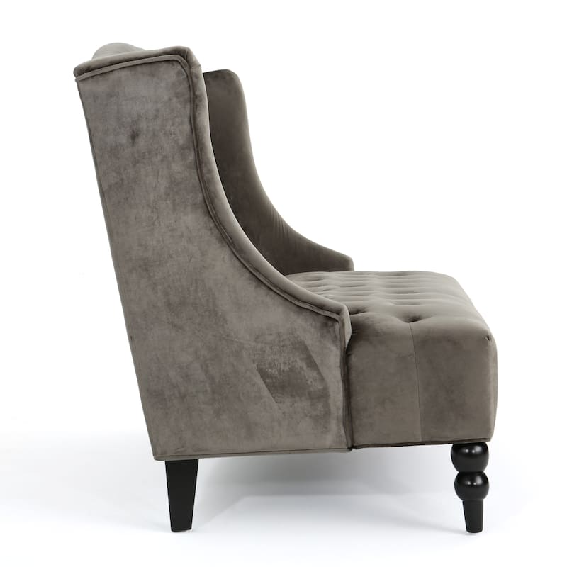 50.25" Velvet Button Tufted High Wingback Loveseat Sofa with Wood Legs for Living Room