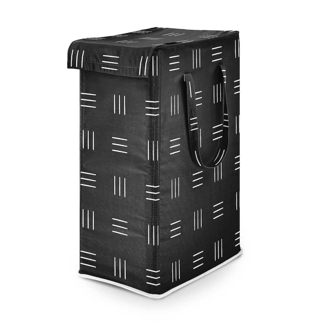 Sweet Jojo Designs Black & White Boho Mudcloth Boy, Girl, Unisex/Gender Neutral Foldable Laundry Hamper with Handles - Bohemian