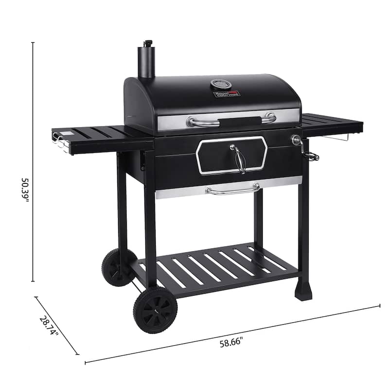 Royal Gourmet Deluxe 30-Inch Smoker Charcoal Grill with Cover,Black