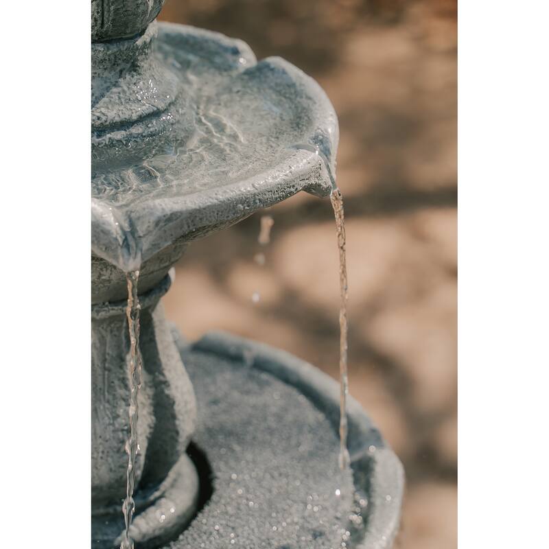 XBrand 51"H Fiber Resin Grey 3-Tier Freestanding Waterfall Fountain