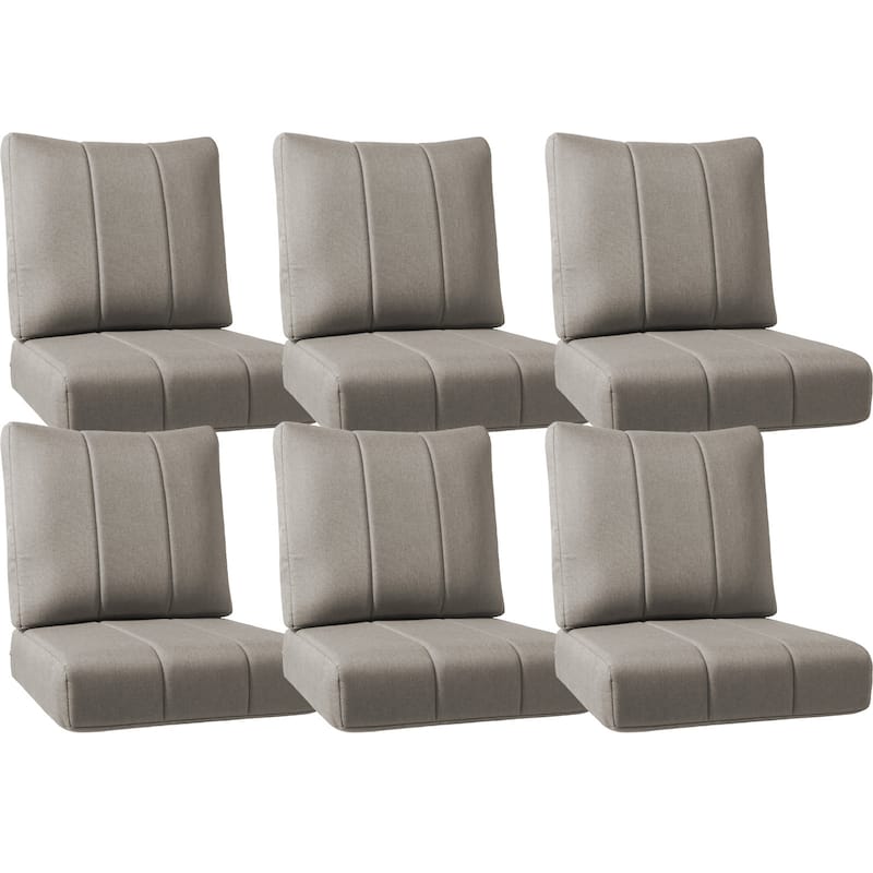 Ivora 24" W x 24" D x 6" T Water & Fade Resistant Outdoor Lounge Chair Replacement Cushion Set - 6 Sets - Gray