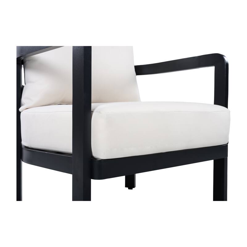 Christopher Knight Home - Modern 27.6" Outdoor Curved Back Patio Club Chair with Aluminum Frame & Water-Resistant Cushions