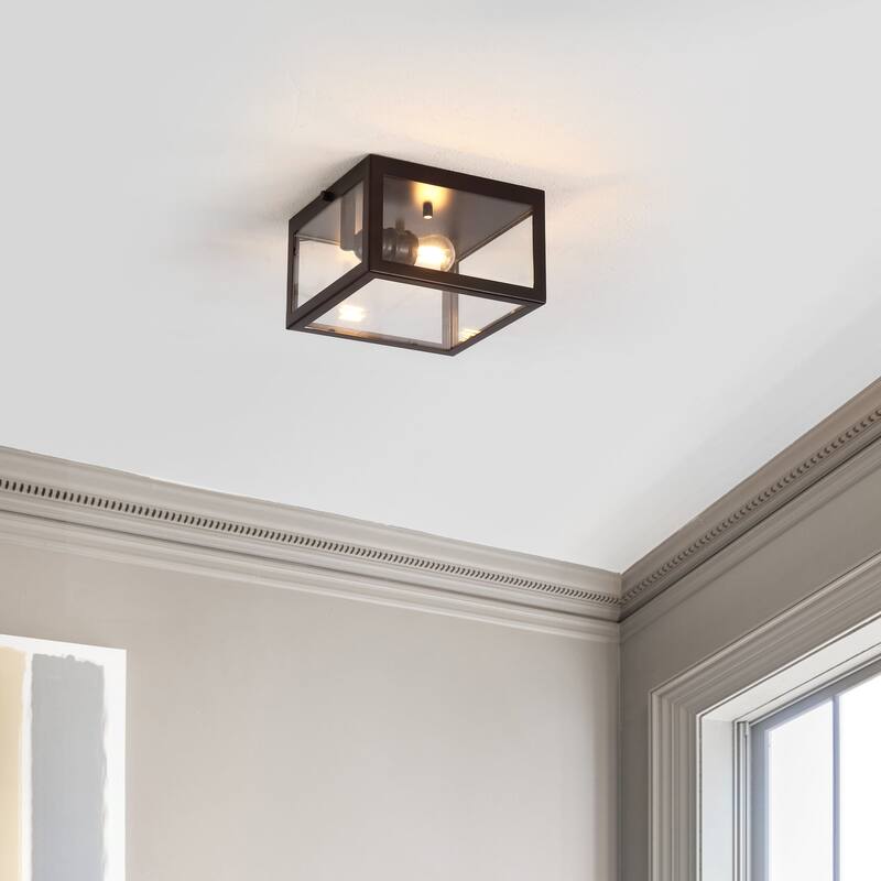 Alma 12" Metal/Glass LED Flush Mount, by JONATHAN Y