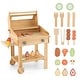 preview thumbnail 1 of 4, Wooden Play Barbecue Toy Set Kids Grill Play Set w/ Grilling Tools Natural