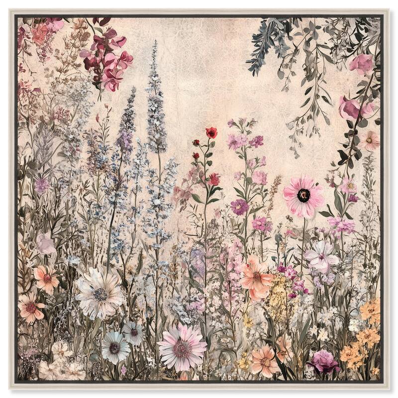 Chiffon Cosmos Canvas by Art Remedy - 20" x 20" - Silver