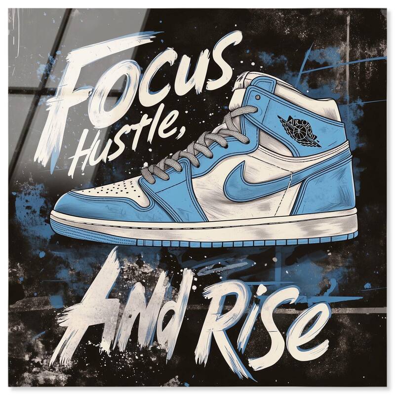 Hustle and Rise Sneaker Acrylic by Art Remedy, Ready to Hang - 24" x 24"