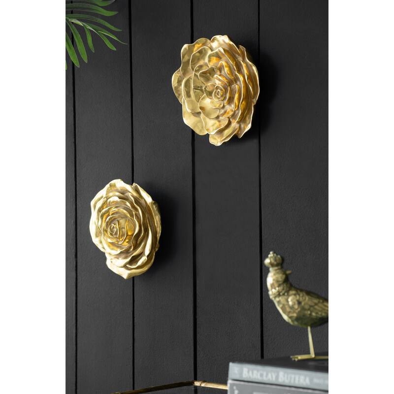 Modern Rose Hanging Wall Accents Floral Wall Decorations, Suitable for Living Rooms, Hallways and Bedrooms, Gold