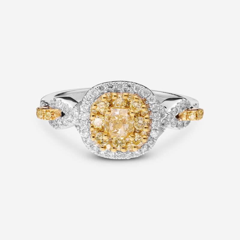 Gregg Ruth 18K Gold, Fancy Yellow Diamond and White Diamond Engagement Ring Sz. 6.5