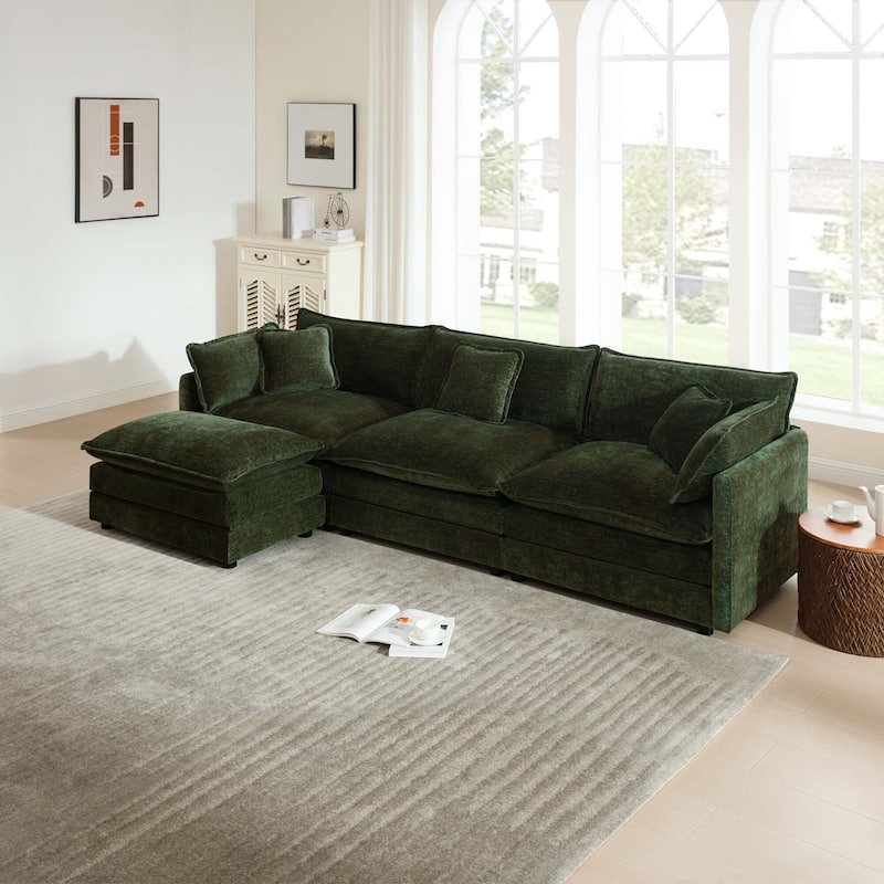 Cloud Chenille Upholstered Modular Sectional Sofa with DIY Combination Design
