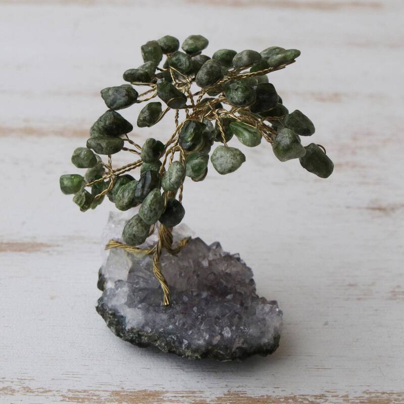 Novica Handmade Nature At Peace Diopside Mini Gemstone Tree