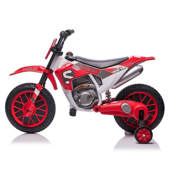 slide 2 of 18, Thrilling 12V Electric Motorbike: Seat Belt, Training Wheels, and High-Performance Motors Red