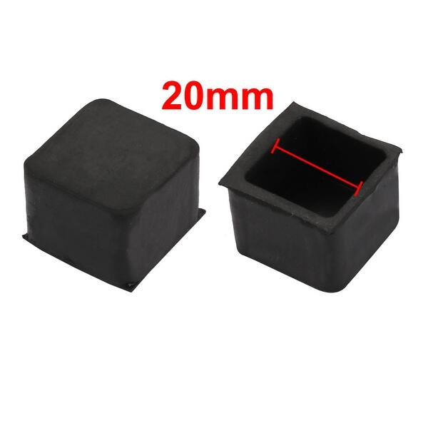 20pcs Furniture Desk Chair Accessory 20mmx20mm Square Rubber Leg Tip Cap Black Bed Bath