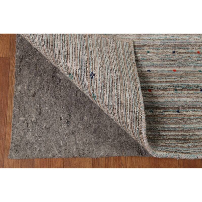 Striped Gabbeh Indian Area Rug Handmade Tribal Wool Carpet - 9'0"x 11'6"