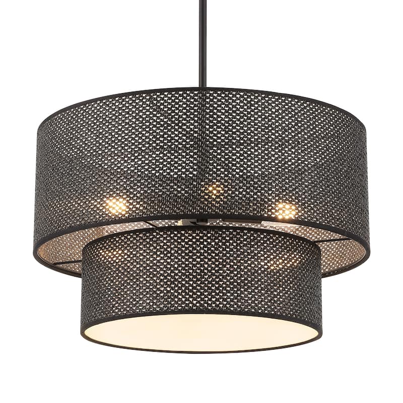 GetLedel 4-Light Bohemian Handwoven Drum Chandelier