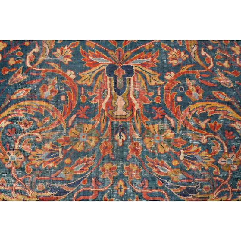 Hand Knotted Oriental 100% Wool Carpet Traditional Floral Navy Blue & Blues Sultanabad Area Rug - 10' 5'' X 6' 9''
