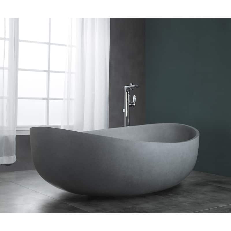 ALFI brand 63" Solid Concrete Gray Matte Oval Bathtub
