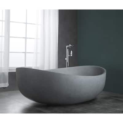 ALFI brand 63" Solid Concrete Gray Matte Oval Bathtub