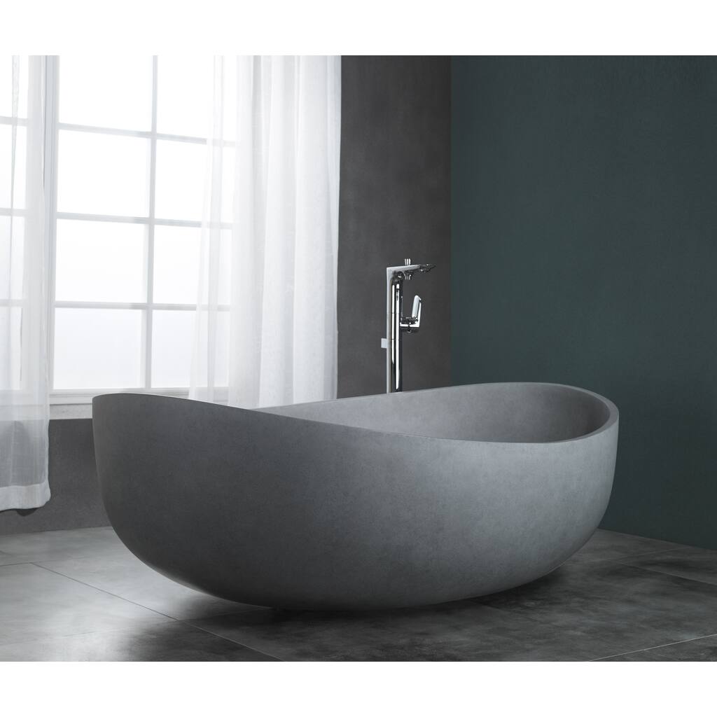 ALFI brand 63" Solid Concrete Gray Matte Oval Bathtub