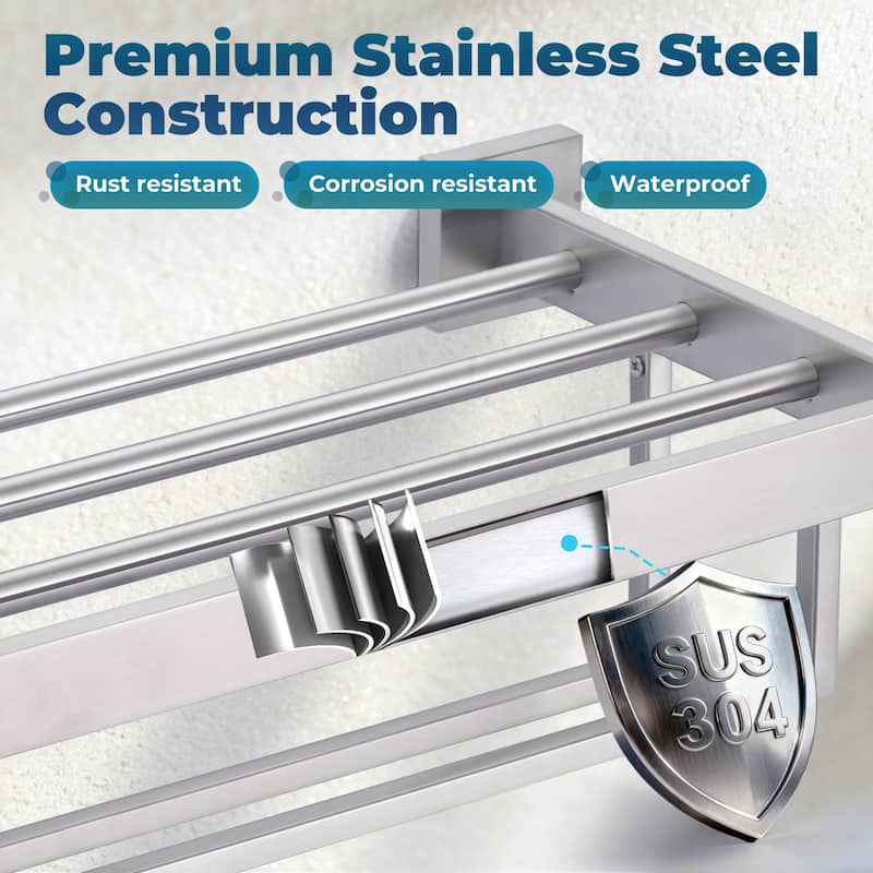 WOWOW 2-Tier Stainless Steel Bath Towel Rack