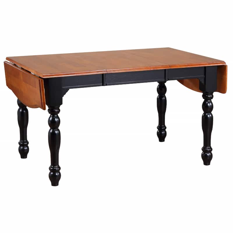 Drop Leaf Extendable Wooden Dining Table - 72" - Black and Brown