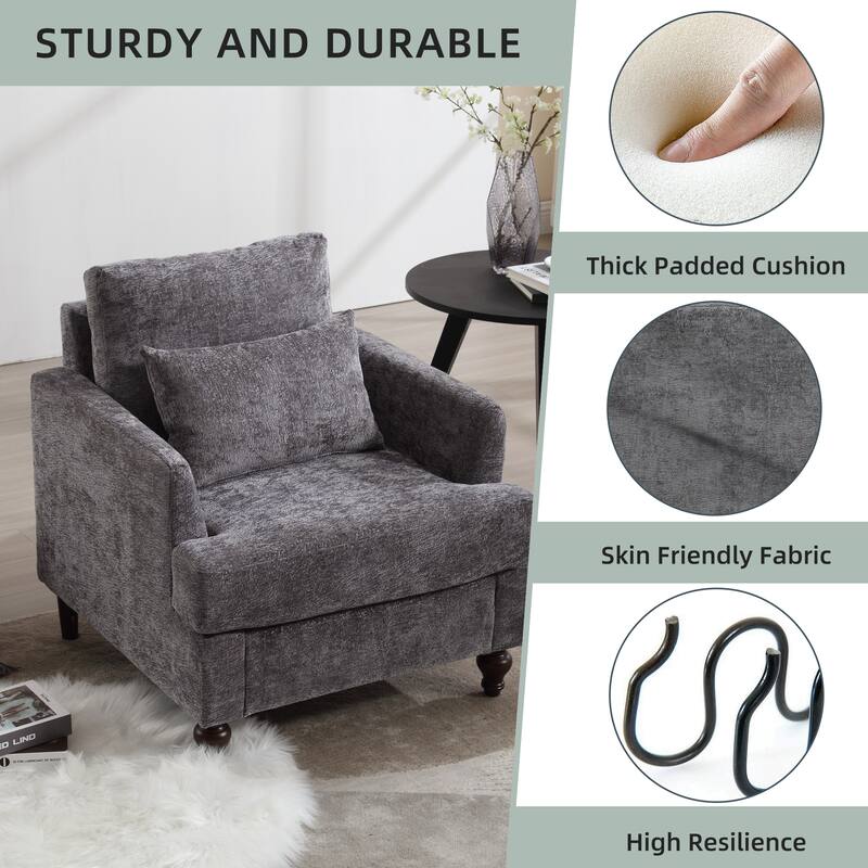 HOMEFUN Wood Frame Armchair, Modern Accent Chair Lounge Chair for Living Room