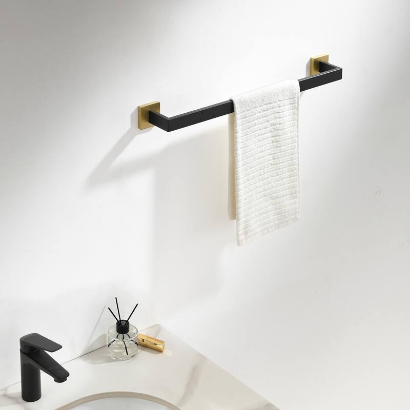 ANZZI 5-Piece Matte Black & Satin Brass Bathroom Accessories Set
