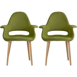 slide 1 of 8, Fabric Mid-Century Modern Accent Chairs Natural Leg in (Green) - Set of 2