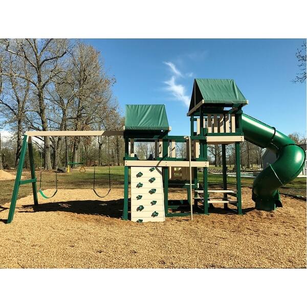 Congo Monkey Playsystem 4 with Swing Beam Green and Sand Bed Bath