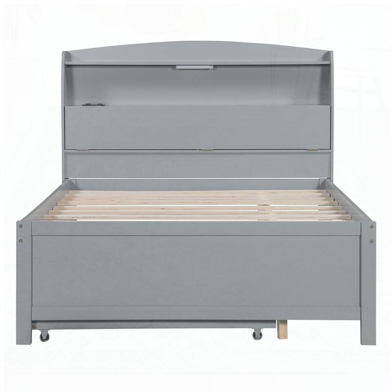 Wooden LED Platform Bed with Trundle
