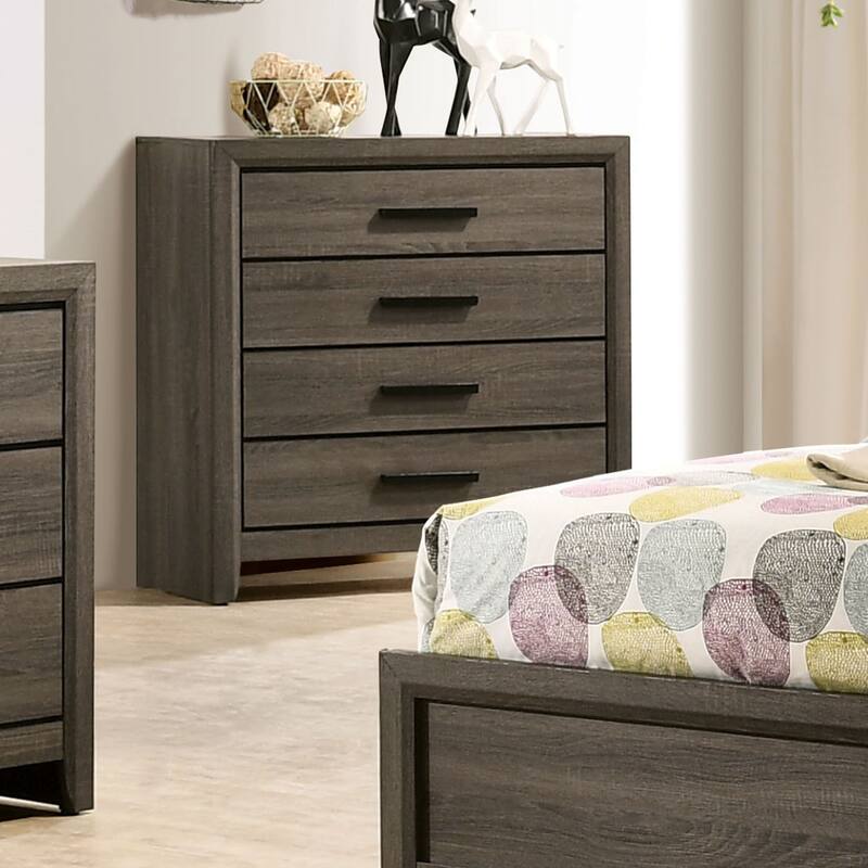 Aury Transitional Grey Solid Wood 4-Drawer Chest by Furniture of America